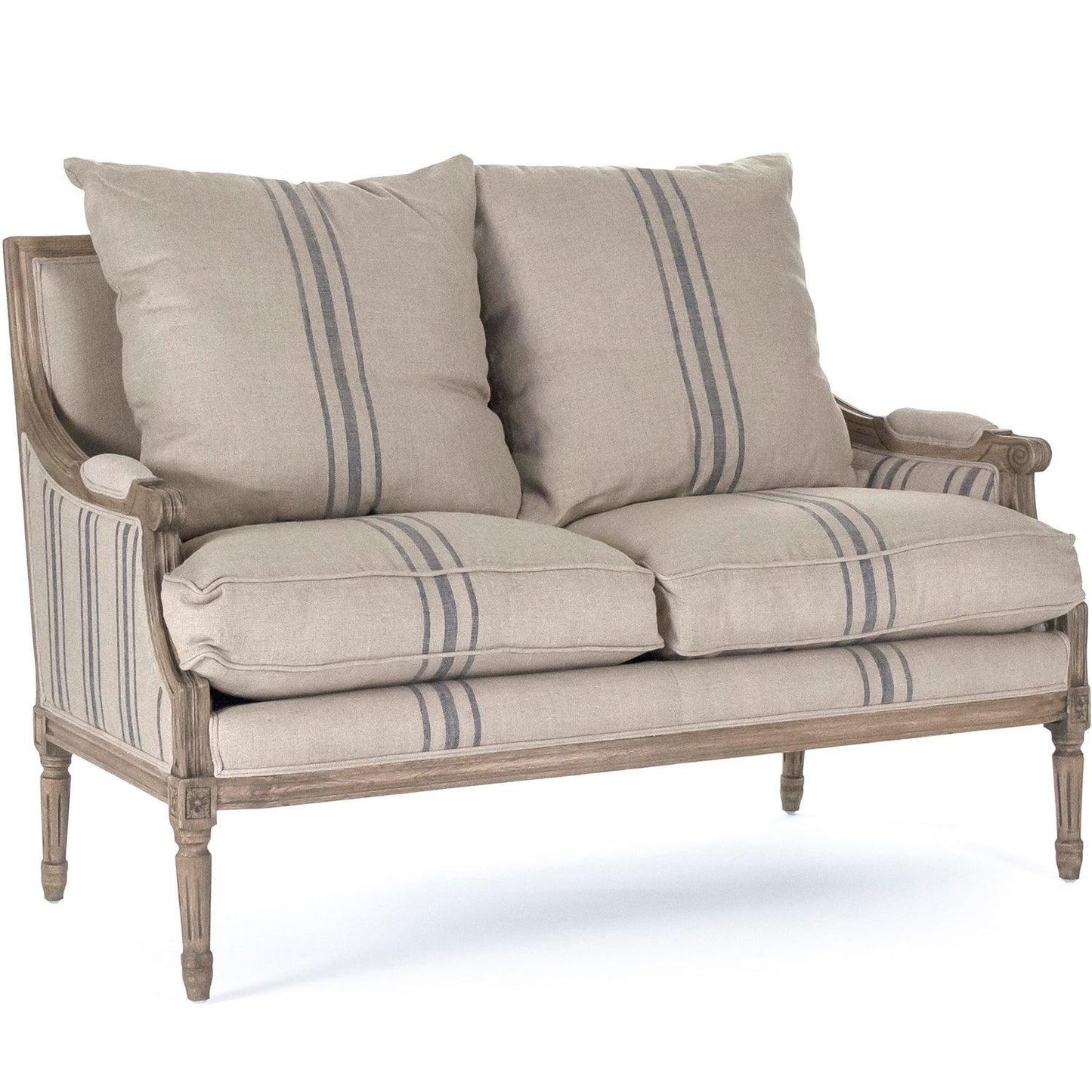 Divano francese Louis a righe blu