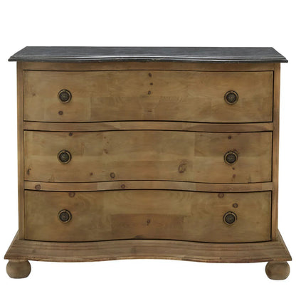 Cassettiera con piano in pietra curva blu