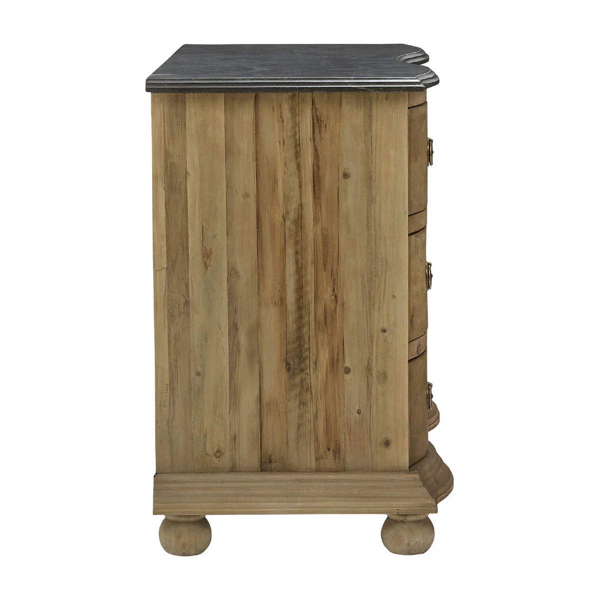 Cassettiera con piano in pietra curva blu