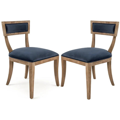 Sedie con schienale curvo in velluto blu - Coppia