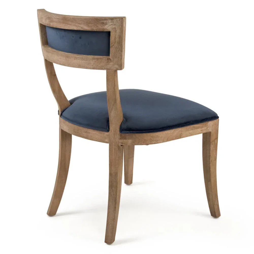 Sedie con schienale curvo in velluto blu - Coppia