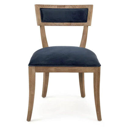 Sedie con schienale curvo in velluto blu - Coppia