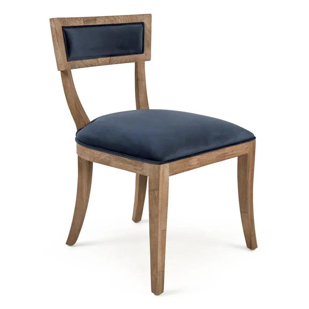 Sedie con schienale curvo in velluto blu - Coppia