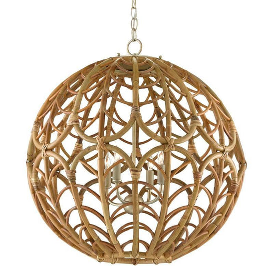 Lampadario Boho in rattan con sfere