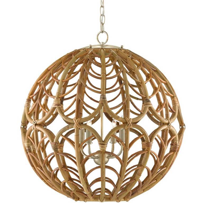 Lampadario Boho in rattan con sfere
