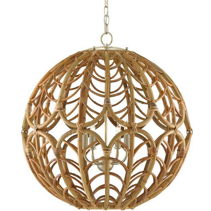Lampadario Boho in rattan con sfere