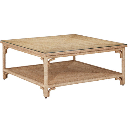 Tavolino da cocktail in corda di abaca intrecciata