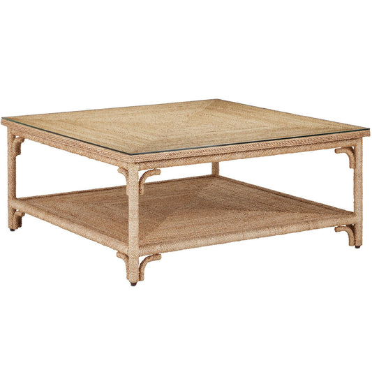 Tavolino da cocktail in corda di abaca intrecciata