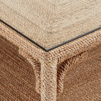 Tavolino da cocktail in corda di abaca intrecciata