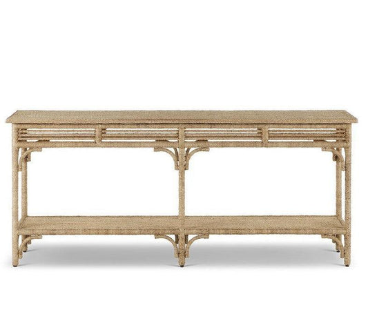 Tavolo consolle in corda di abaca intrecciata