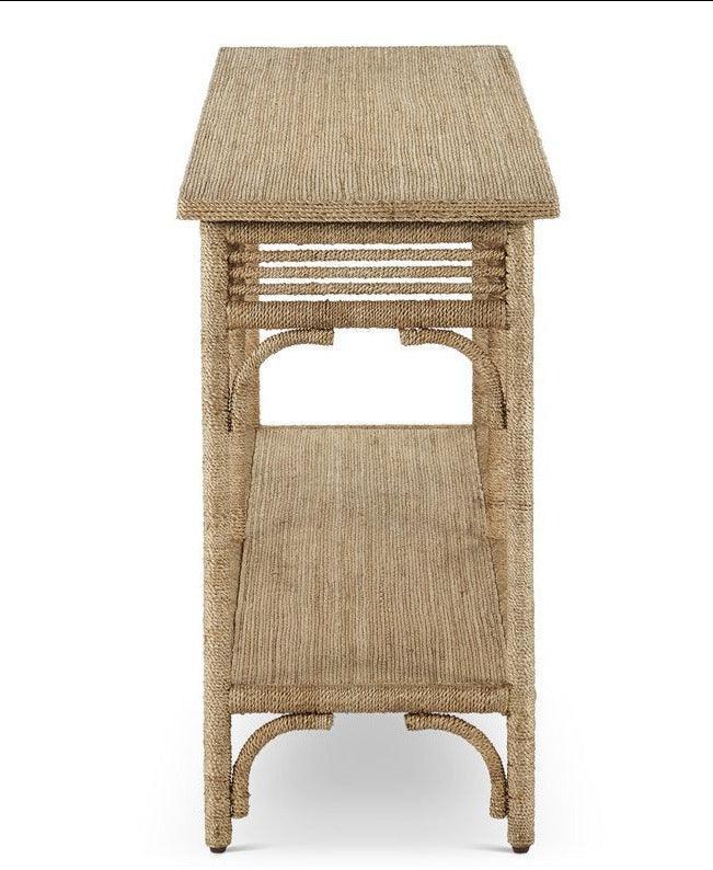 Tavolo consolle in corda di abaca intrecciata