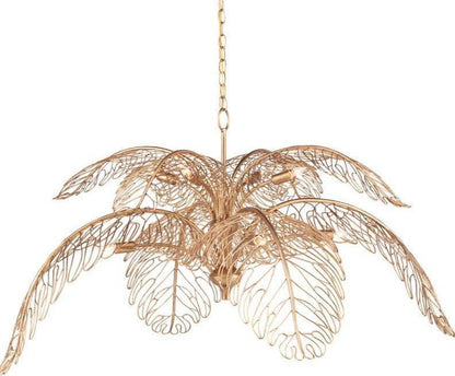 Lampadario in ottone con foglie di palma