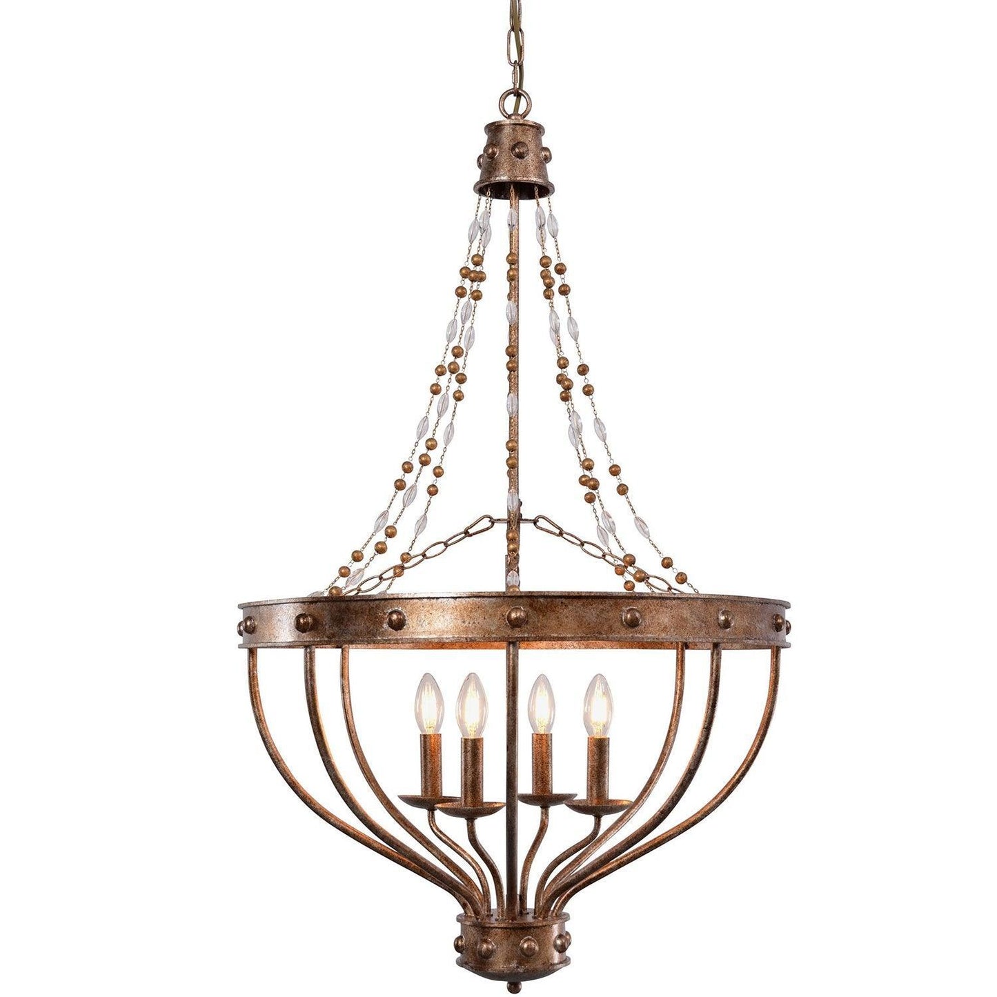 Lampadario Chateau con perline bronzate