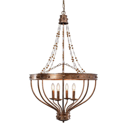 Lampadario Chateau con perline bronzate