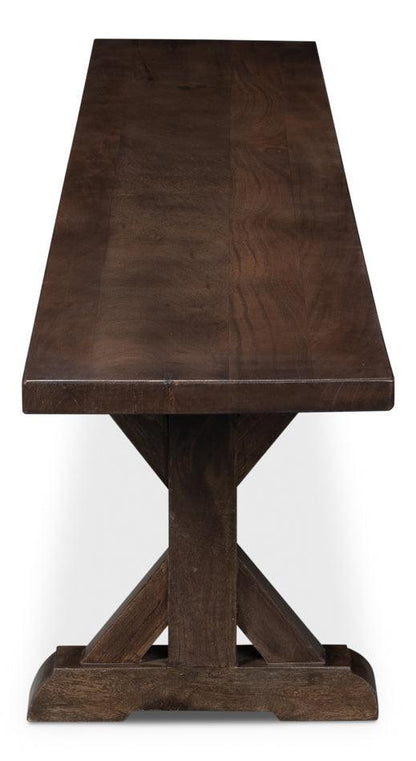 Panca da pranzo con cavalletto in stile fattoria marrone