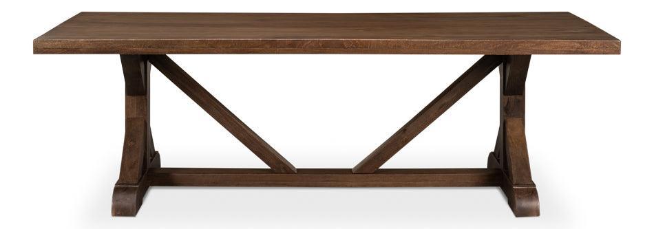 Tavolo da pranzo con cavalletto in stile fattoria marrone