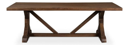 Tavolo da pranzo con cavalletto in stile fattoria marrone