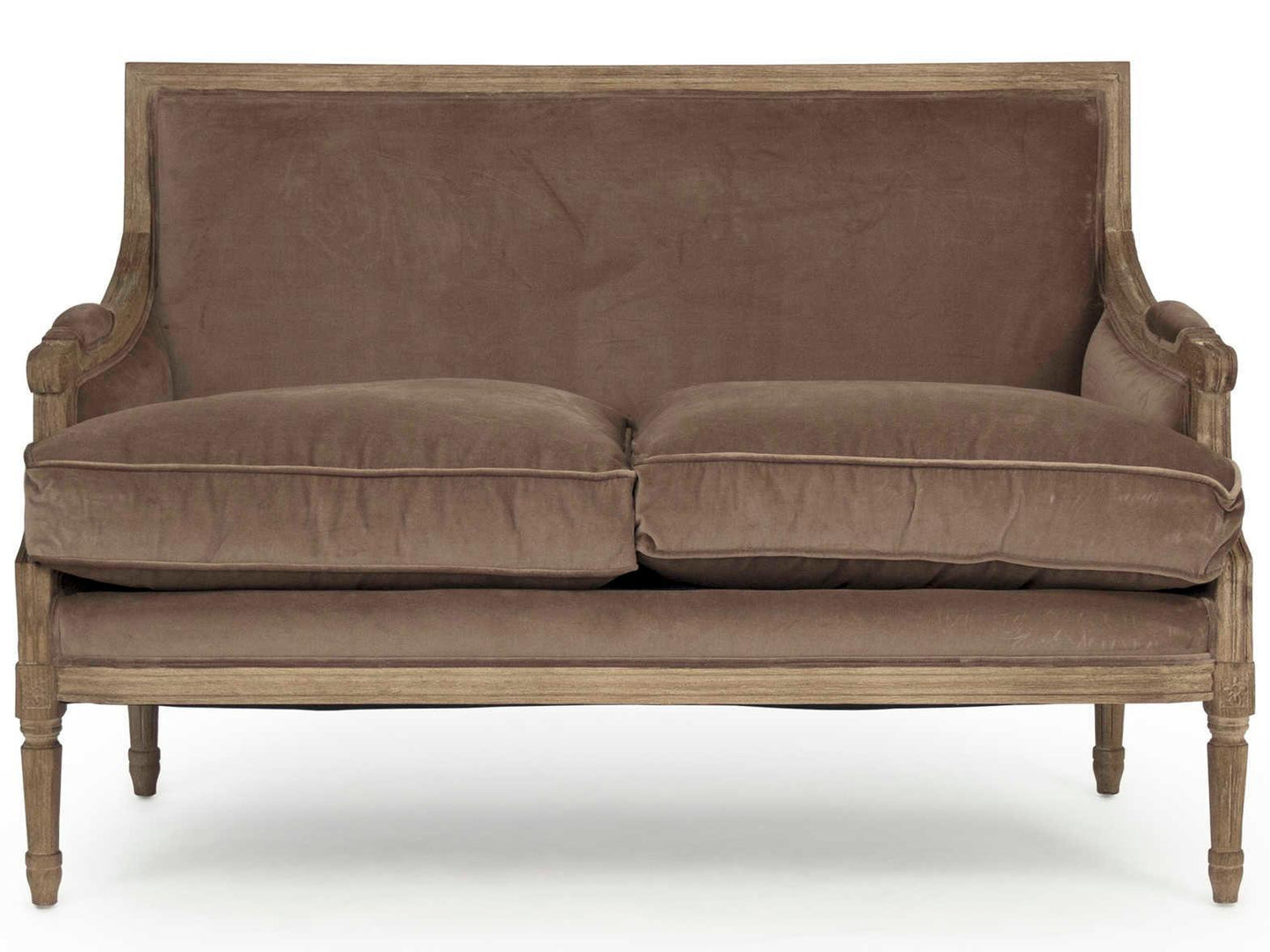 Divano francese Louis in velluto marrone