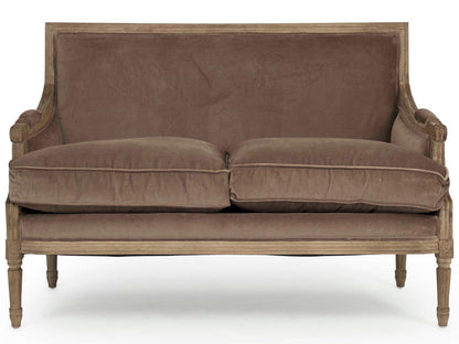 Divano francese Louis in velluto marrone