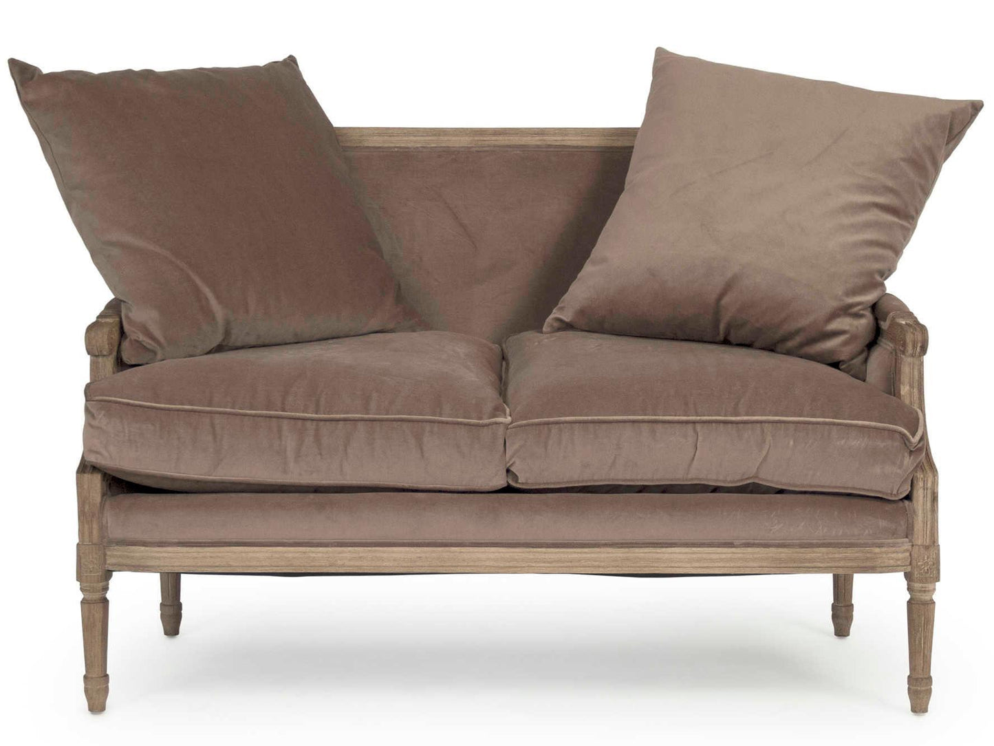 Divano francese Louis in velluto marrone