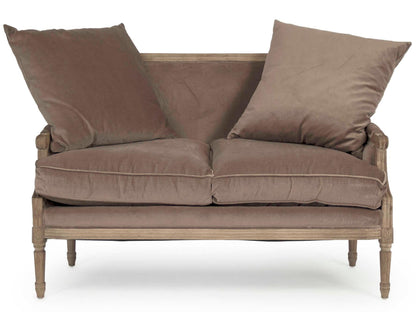 Divano francese Louis in velluto marrone