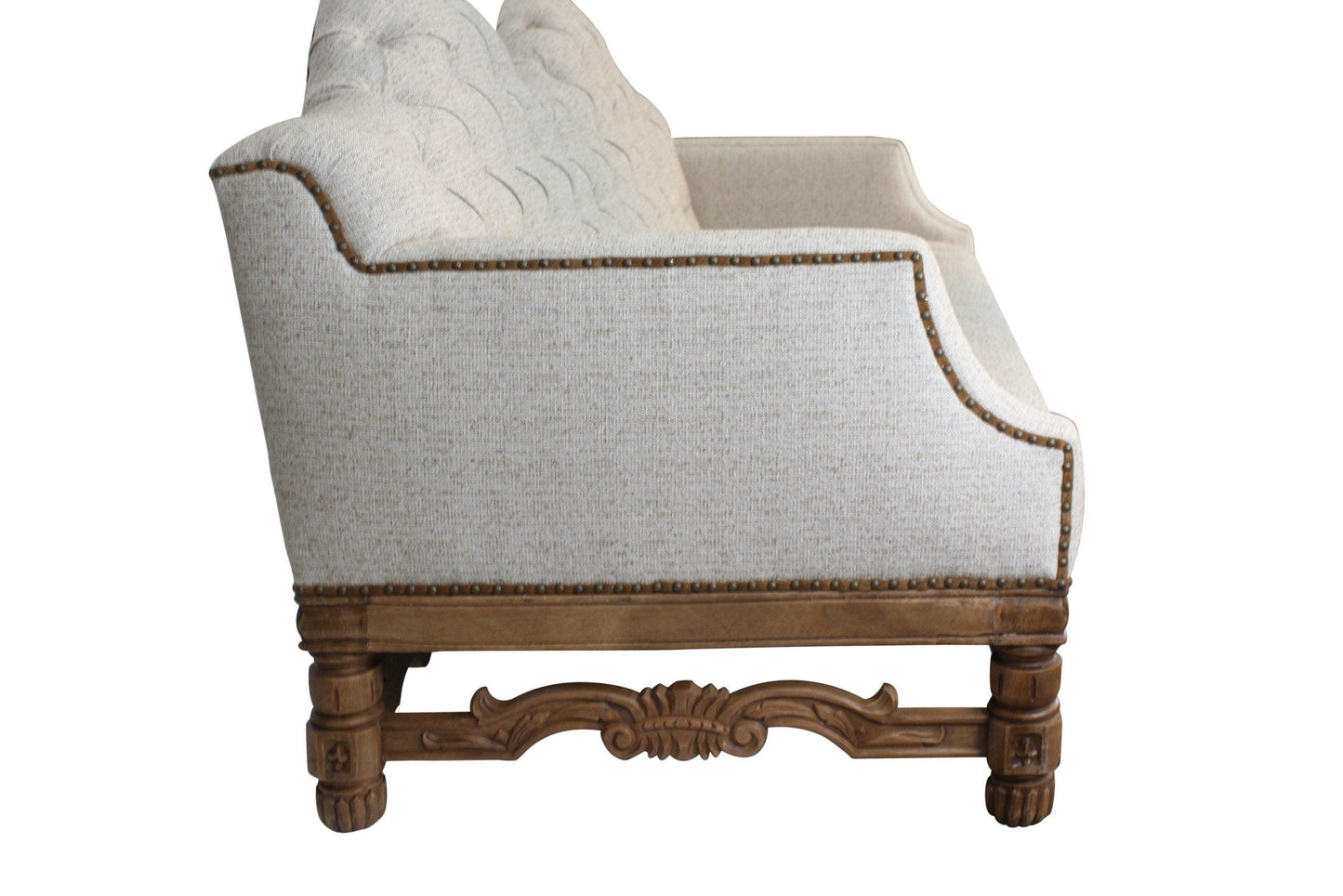 Divano con schienale trapuntato doppio cammello