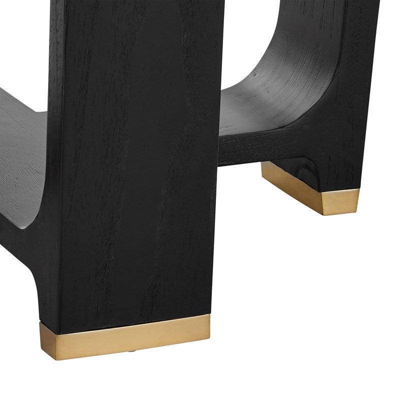 Tavolo da pranzo nero con punta in oro caviale