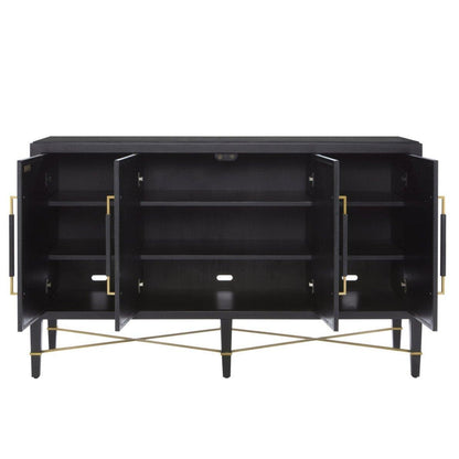 Credenza a 4 ante laccata nera