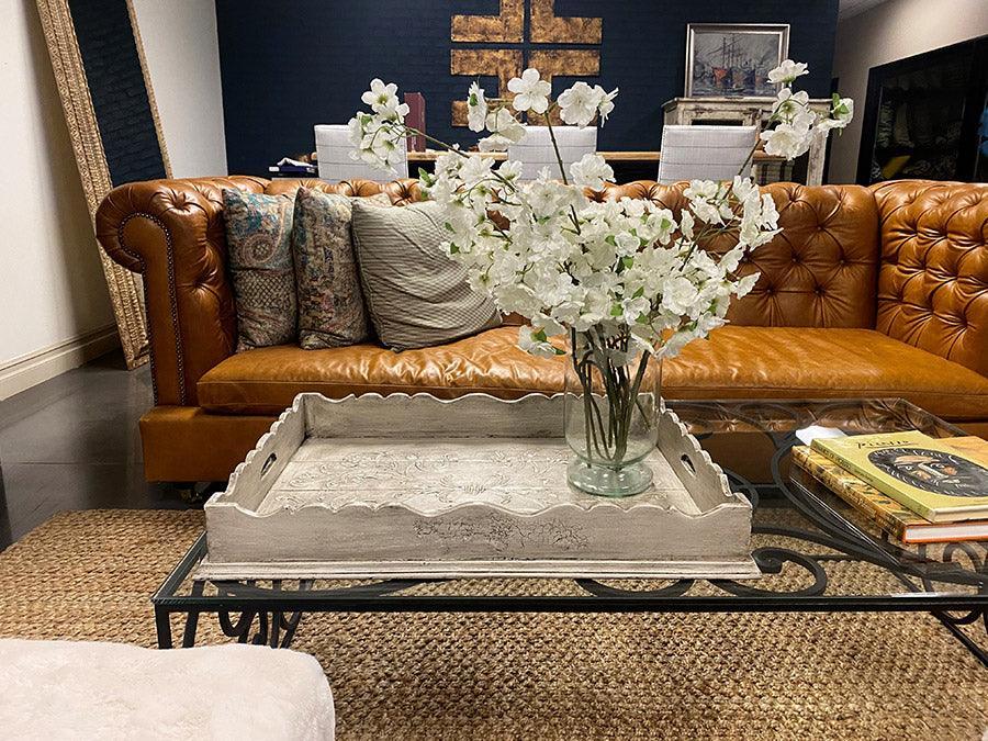 Vassoio in legno dipinto a pergamena Charlotte