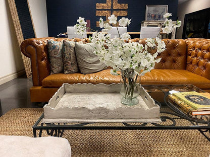 Vassoio in legno dipinto a pergamena Charlotte