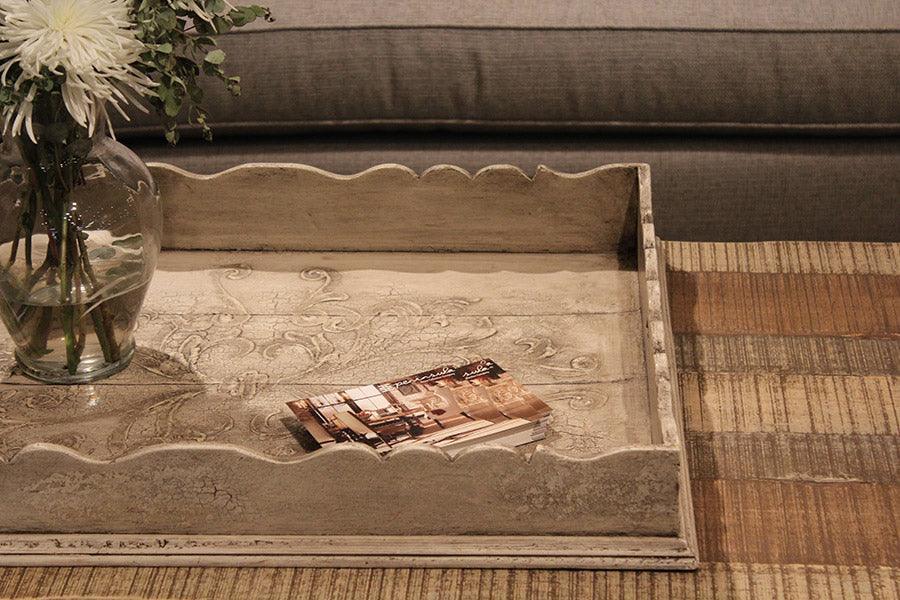 Vassoio in legno dipinto a pergamena Charlotte