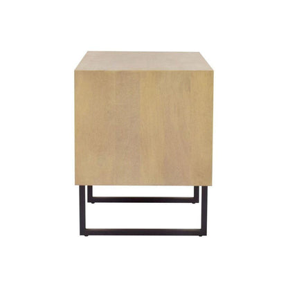 Tavolino laterale in rattan marrone costiero con 1 cassetto