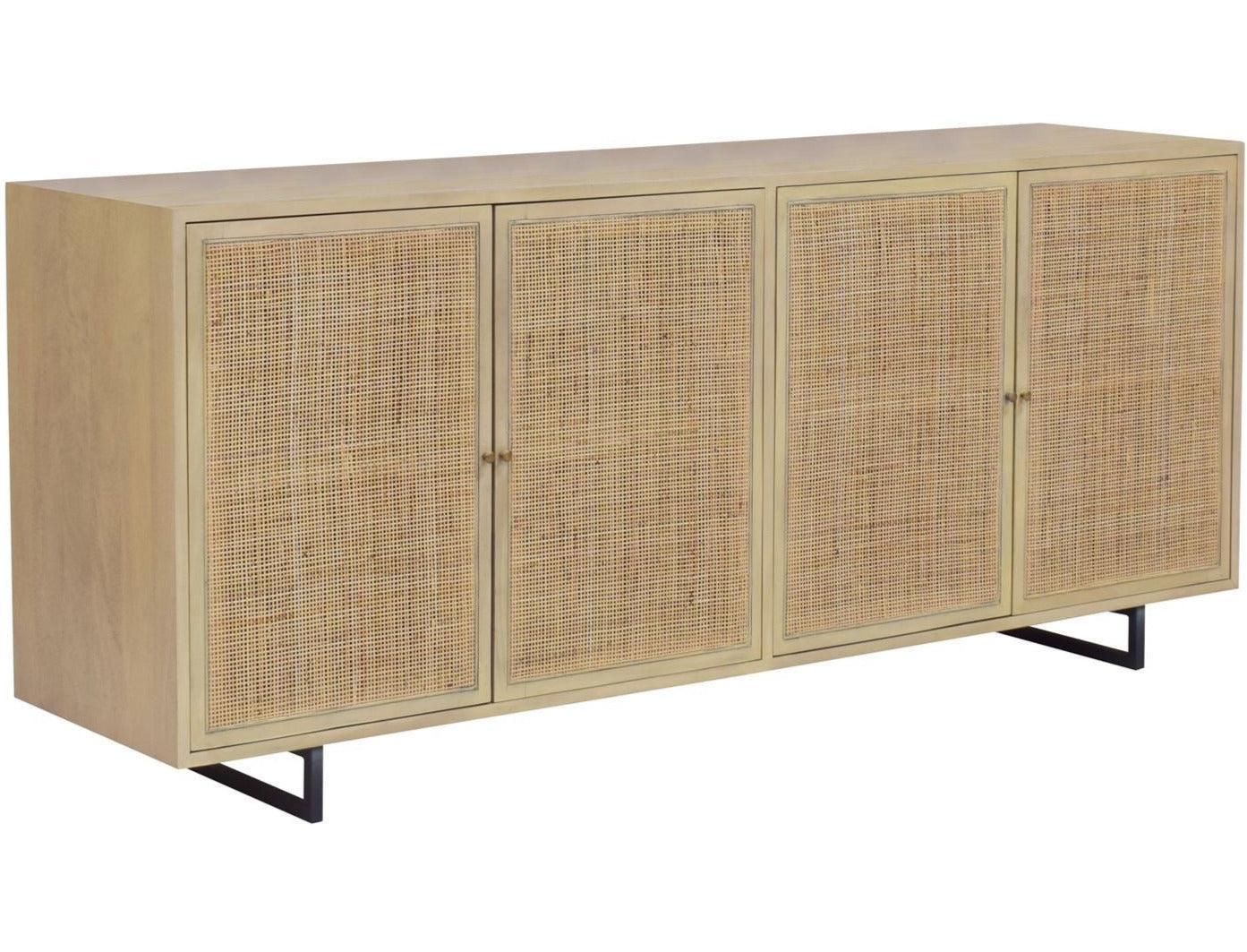 Credenza a 4 ante in rattan marrone costiero