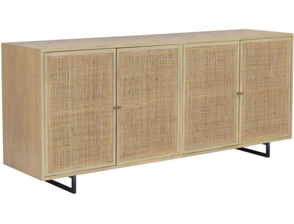 Credenza a 4 ante in rattan marrone costiero