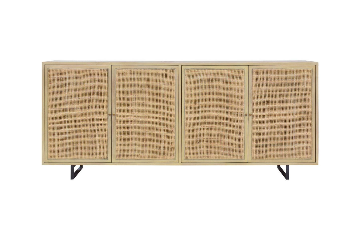 Credenza a 4 ante in rattan marrone costiero