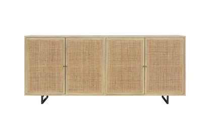 Credenza a 4 ante in rattan marrone costiero