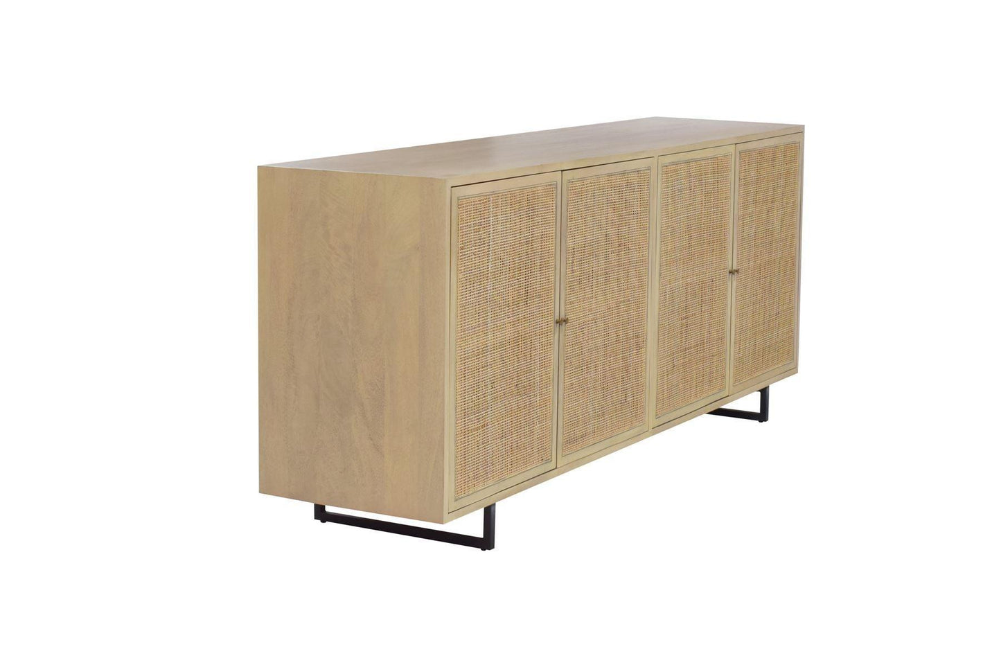 Credenza a 4 ante in rattan marrone costiero