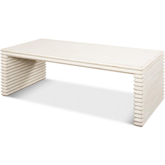 Tavolino da caffè contemporaneo bianco a coste 