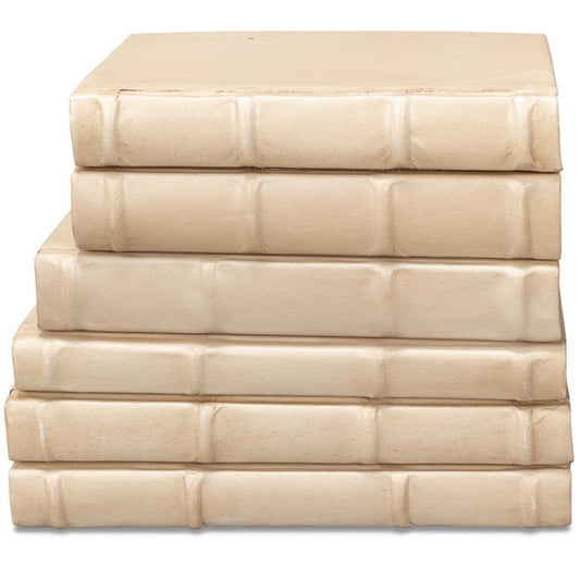 Libri decorativi rilegati in pelle color crema