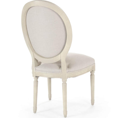 Sedie laterali a medaglione con schienale rotondo color crema