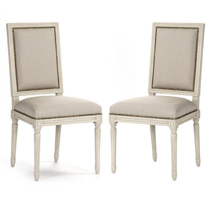 Sedia laterale Louis color avorio con borchie