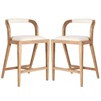 Sgabello da bar in legno naturale con schienale curvo