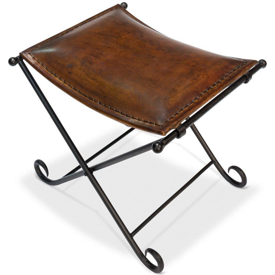 Sedia da campo in pelle curva