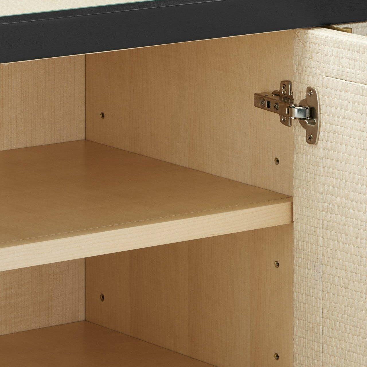 Credenza a 4 ante in rafia intrecciata color avorio