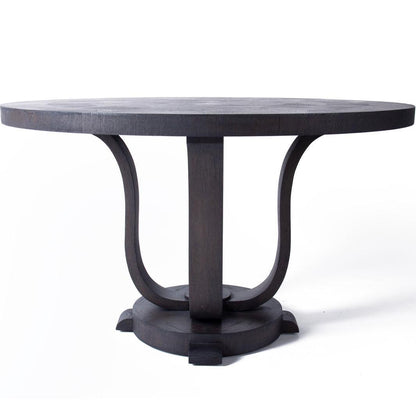 Tavolo da pranzo rotondo contemporaneo in rovere scuro 