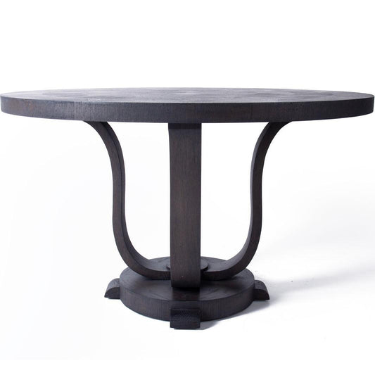 Tavolo da pranzo rotondo contemporaneo in rovere scuro 