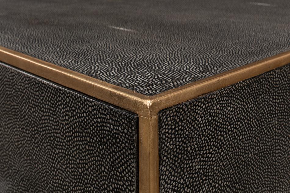 Cassettiera moderna a 3 cassetti in galuchat scuro