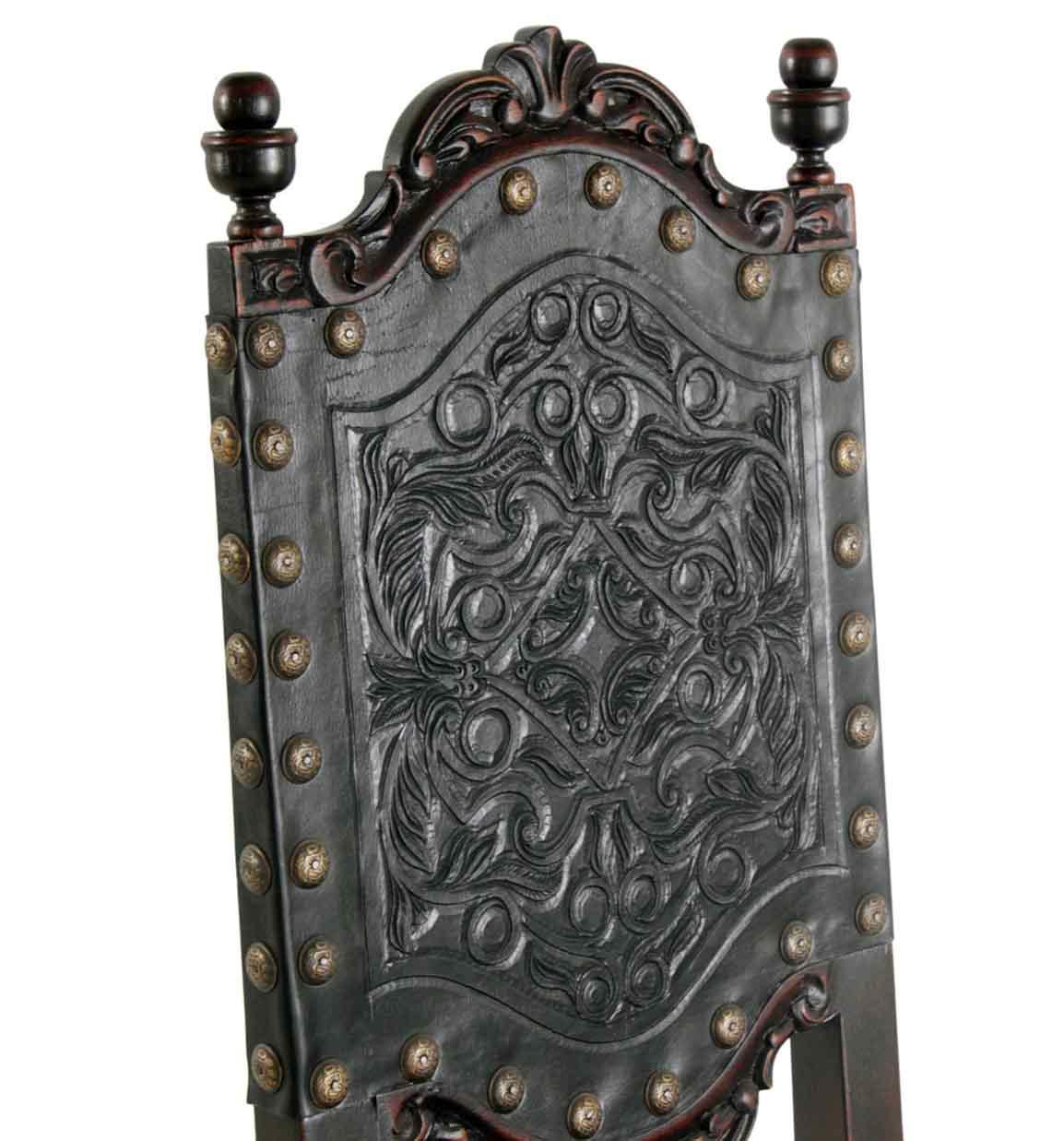 Sedia Del Rey in pelle nera spagnola