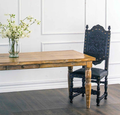 Sedia Del Rey in pelle nera spagnola