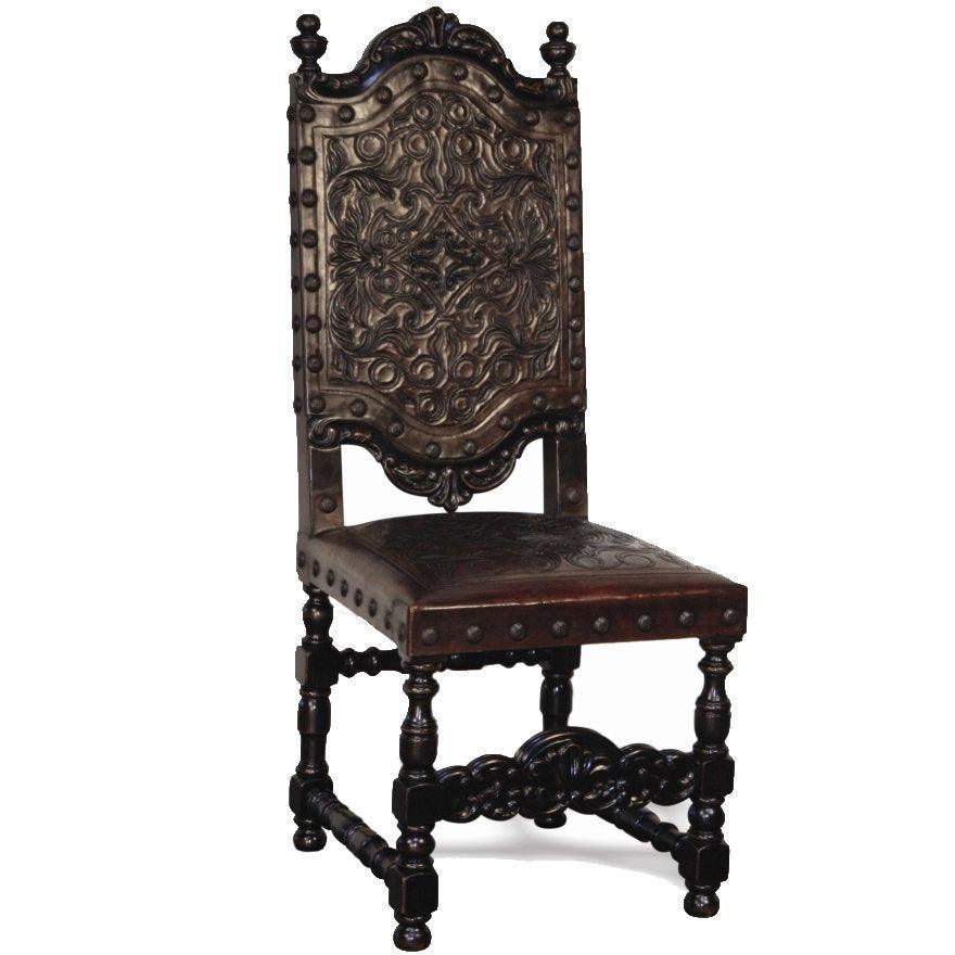 Sedia in pelle spagnola marrone Del Rey